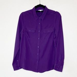 American Eagle Purple Chiffon Button Up